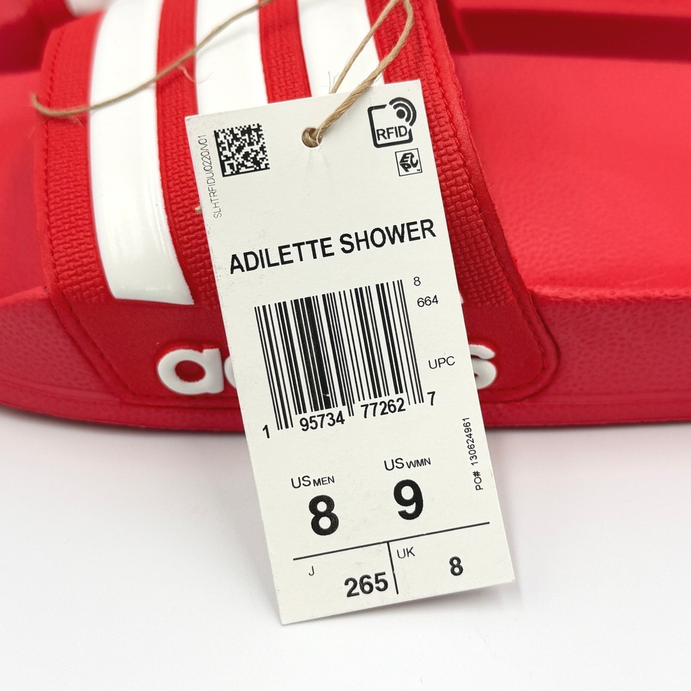adidas Adilette Shower Slides Mens 8 Womens 9 Red GZ5923 Cloudfoam Sandals *NEW* - Picture 8 of 12